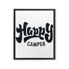 HAPPY CAMPER Black and White Retro Framed Canvas Print Gallery Image 8