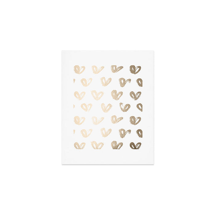 Luxe Gold Hearts on White Art Print Gallery Image 1