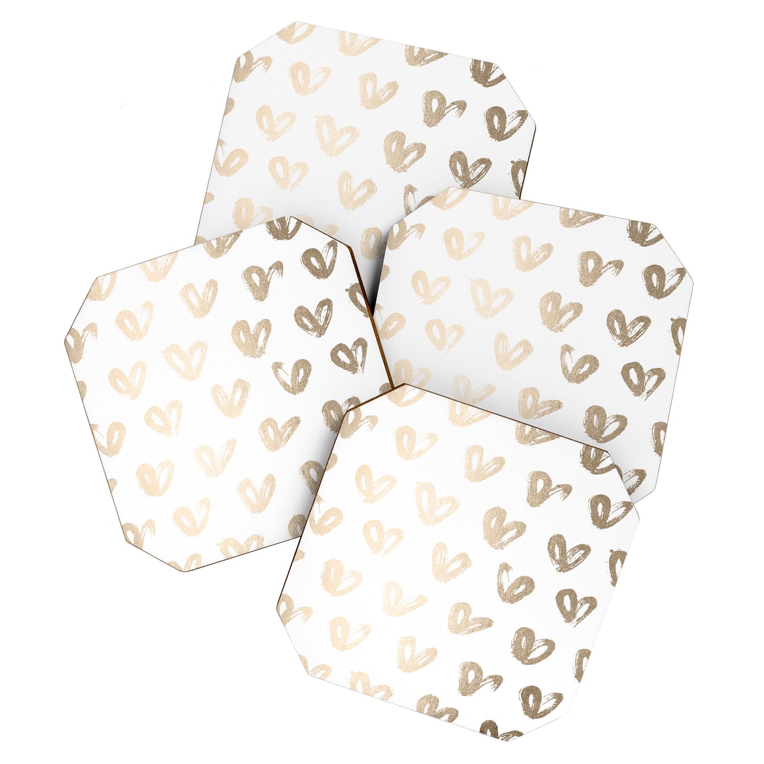 Luxe Gold Hearts on White Coaster Gallery Image 1