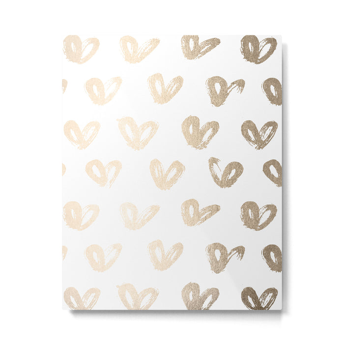 Luxe Gold Hearts on White Metal Print Gallery Image 1