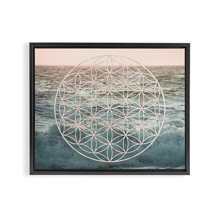 Mandala Flower of Life Sea Framed Canvas Print Gallery Image 1