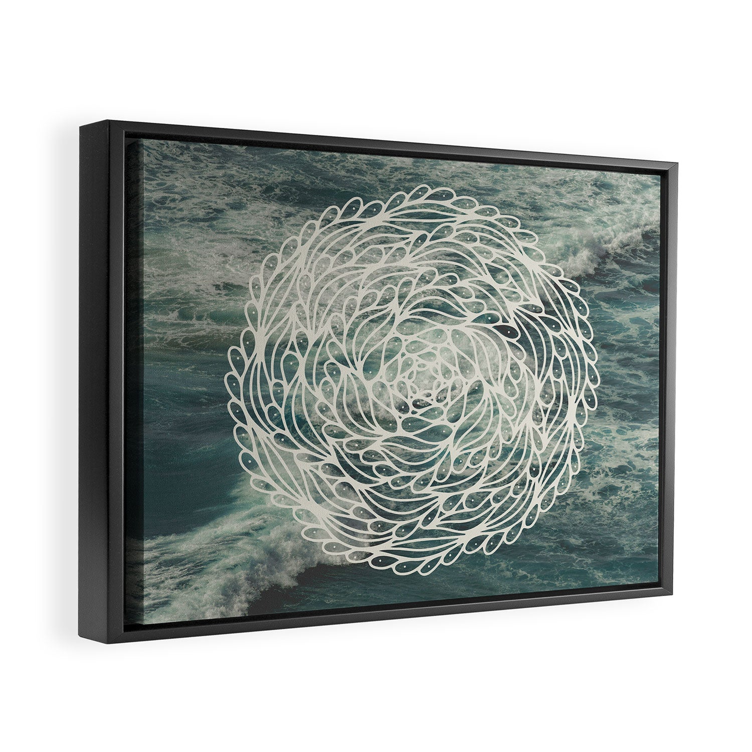 Mandala Ocean Waves Framed Canvas Print Gallery Image 2