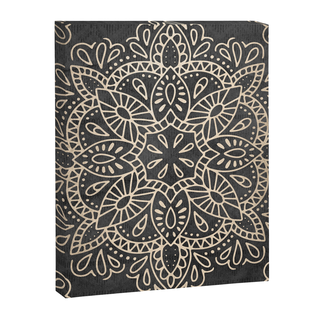 Mandala White Gold on Dark Gray Canvas Print Gallery Image 8