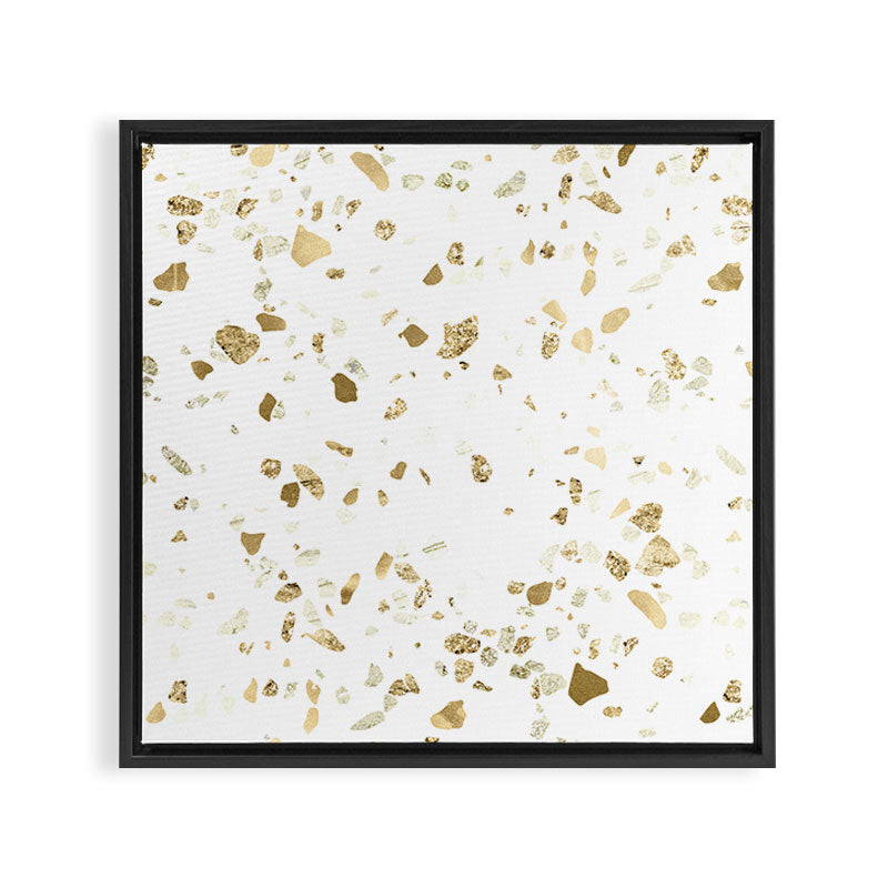 Metallic Gold Terrazzo Sparkle Framed Canvas Print Gallery Image 3