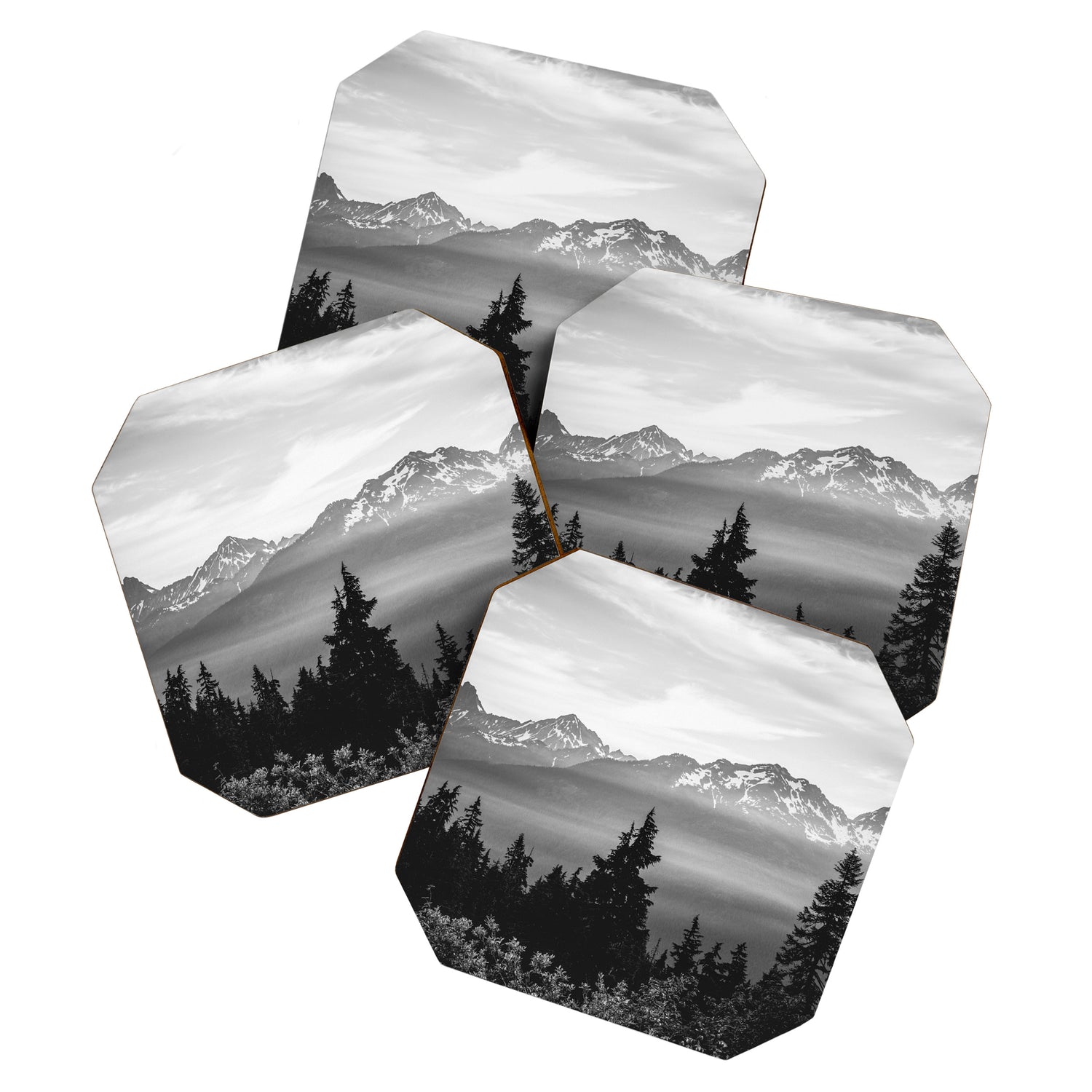 Morning in the Mountains Black and White Coaster Gallery Image 1
