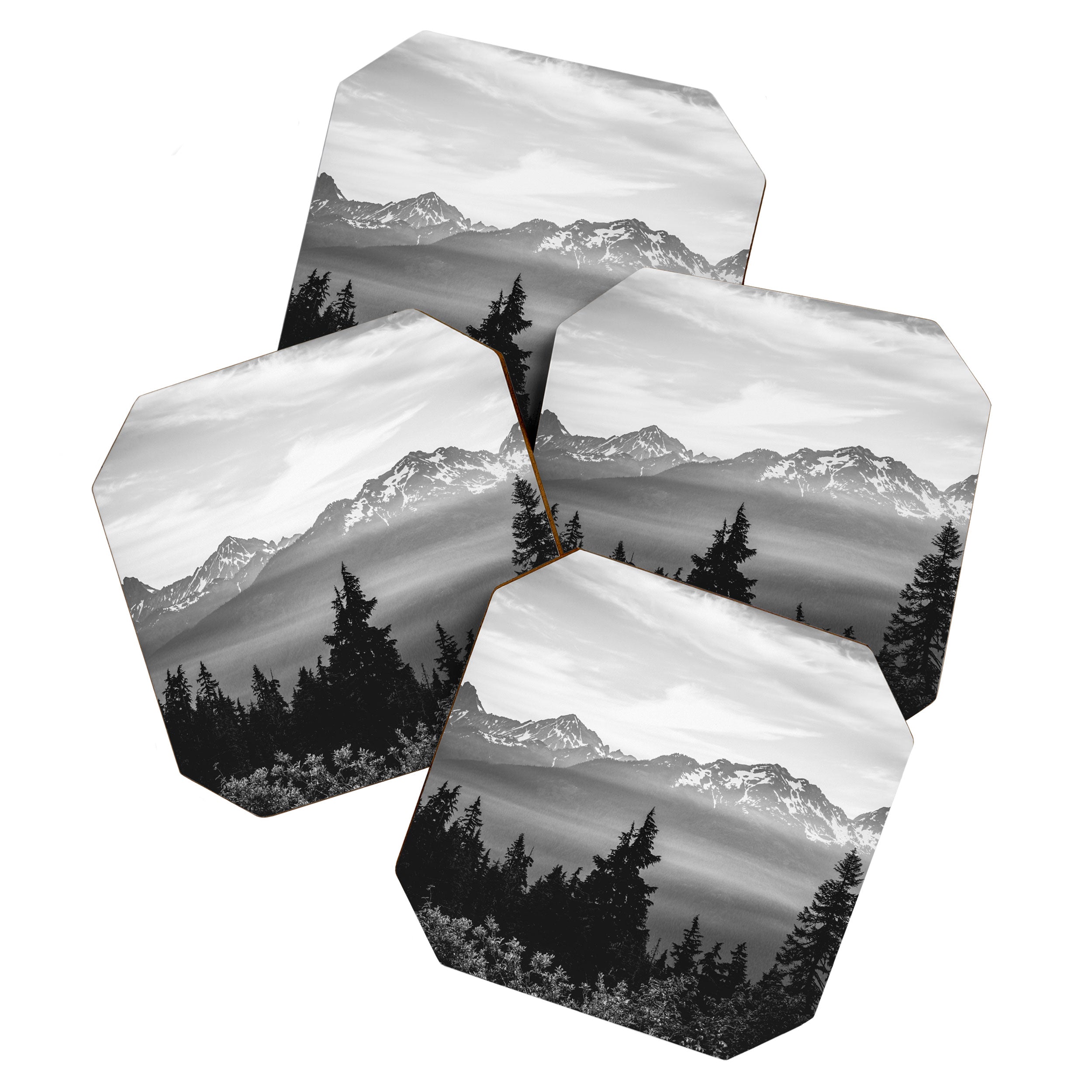 Morning in the Mountains Black and White Coaster Gallery Image 1