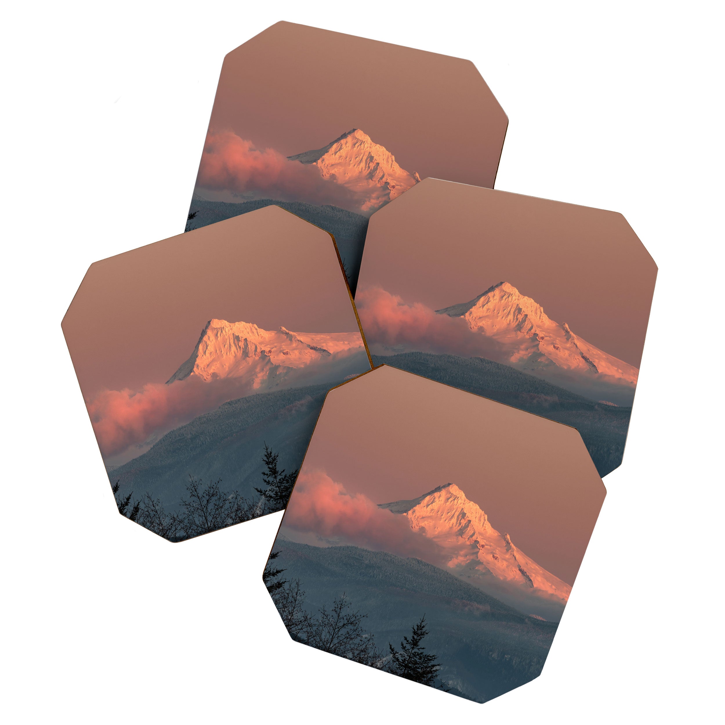 Mount Hood Pastel Sunset - Nature Photography Coaster Gallery Image 1