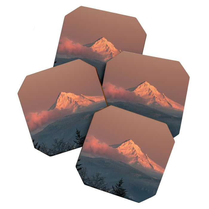 Mount Hood Pastel Sunset - Nature Photography Coaster Gallery Image 1