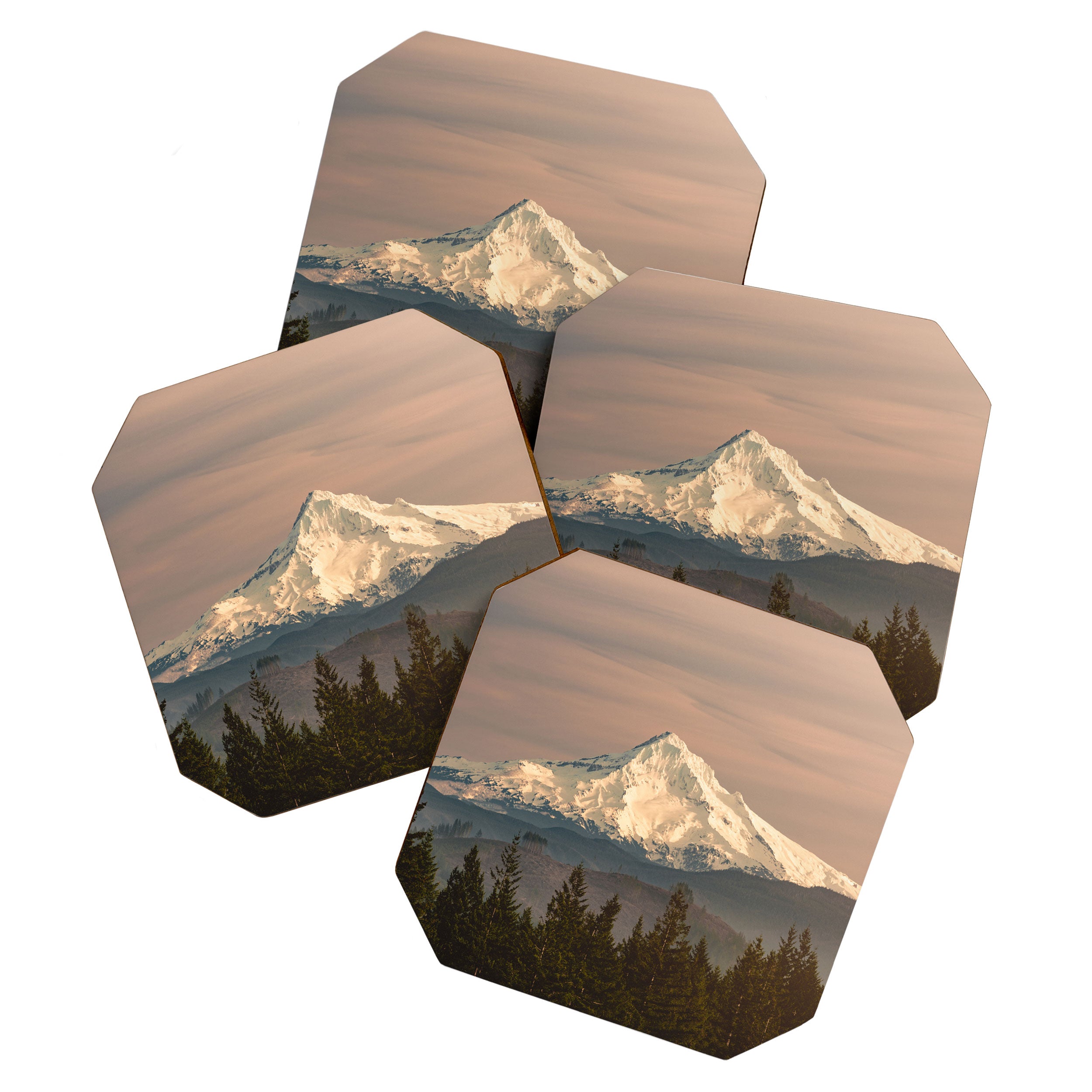 Mount Hood Vintage Sunset - Nature Landscape Photography Coaster Gallery Image 1