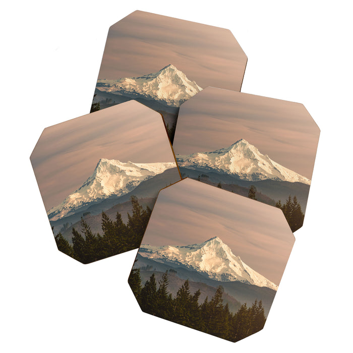Mount Hood Vintage Sunset - Nature Landscape Photography Coaster Gallery Image 1