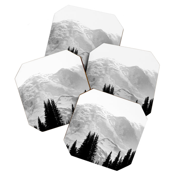 Mount Rainier Black and White Coaster Gallery Image 1