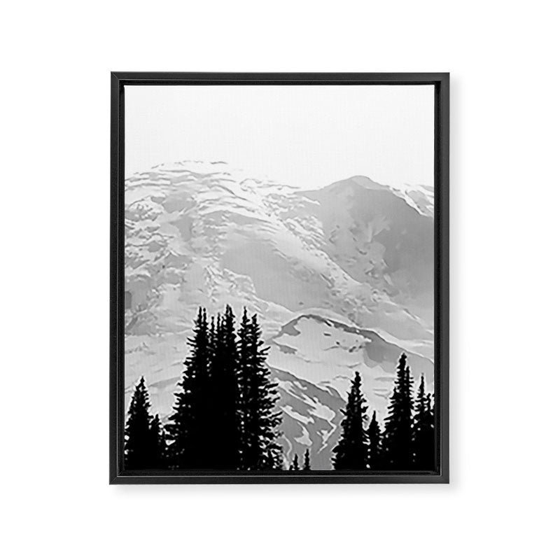 Mount Rainier Black and White Framed Canvas Print Gallery Image 6