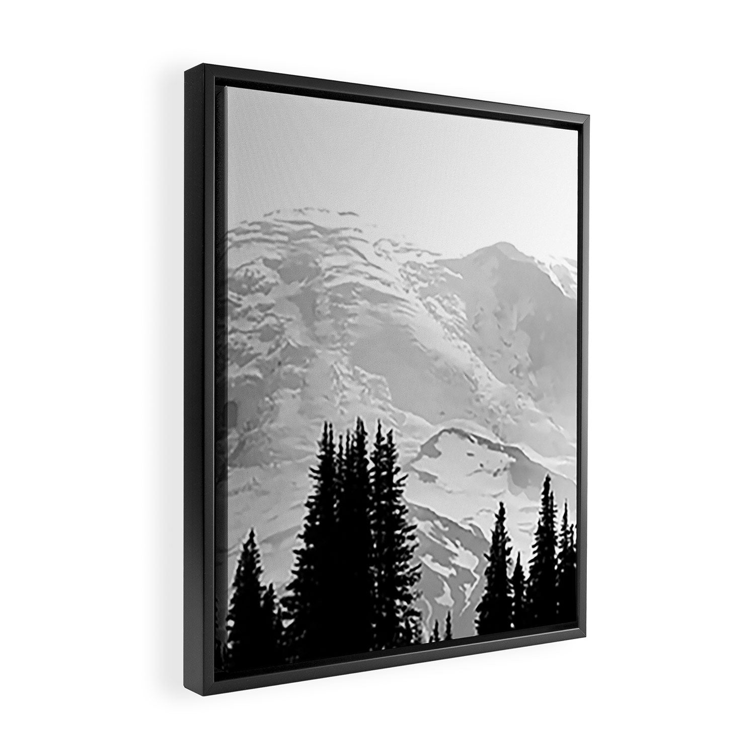 Mount Rainier Black and White Framed Canvas Print Gallery Image 2