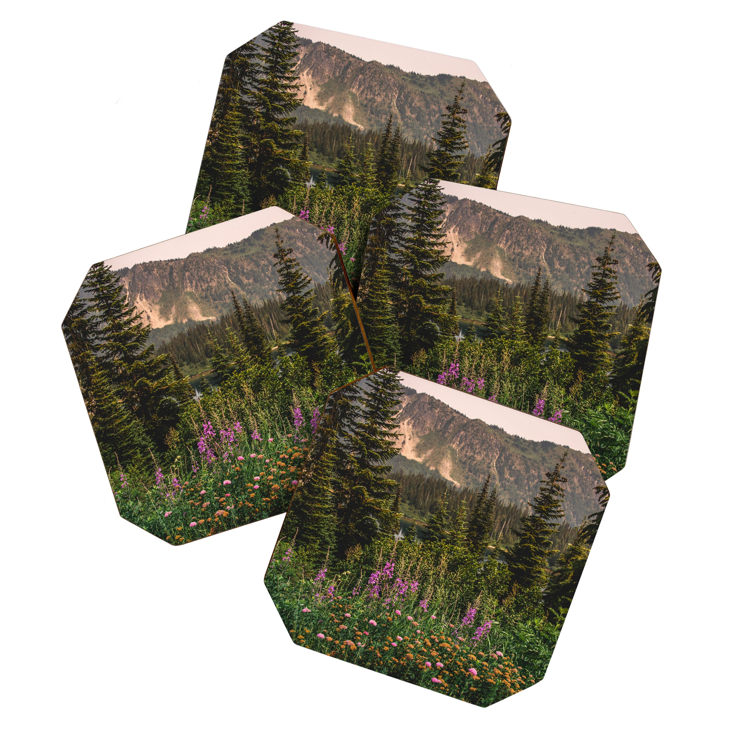 Mount Rainier Wildflower Adventure VI - Pacific Northwest Mountain Forest Wanderlust Coaster Gallery Image 1