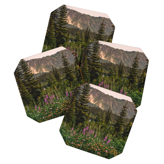 Mount Rainier Wildflower Adventure VI - Pacific Northwest Mountain Forest Wanderlust Coaster Gallery Image 1