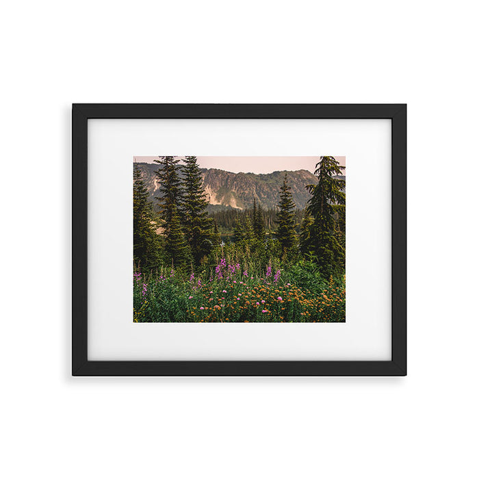 Mount Rainier Wildflower Adventure VI - Pacific Northwest Mountain Forest Wanderlust Framed Art Print Gallery Image 1