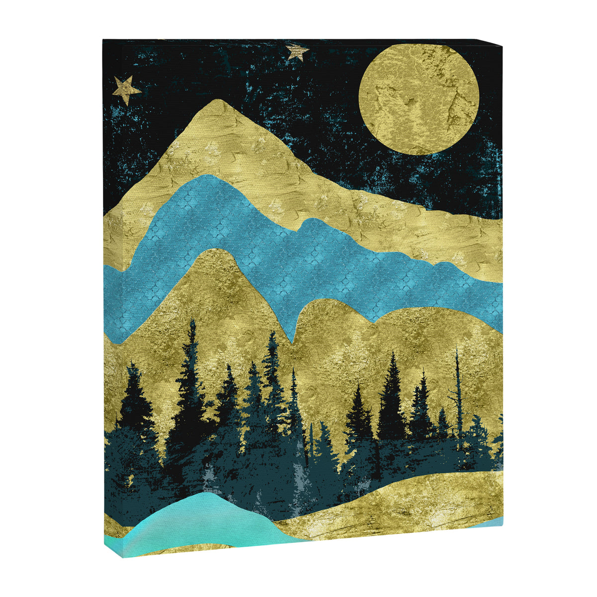 Mountain Adventure Gold Teal  Canvas Print Gallery Image 8