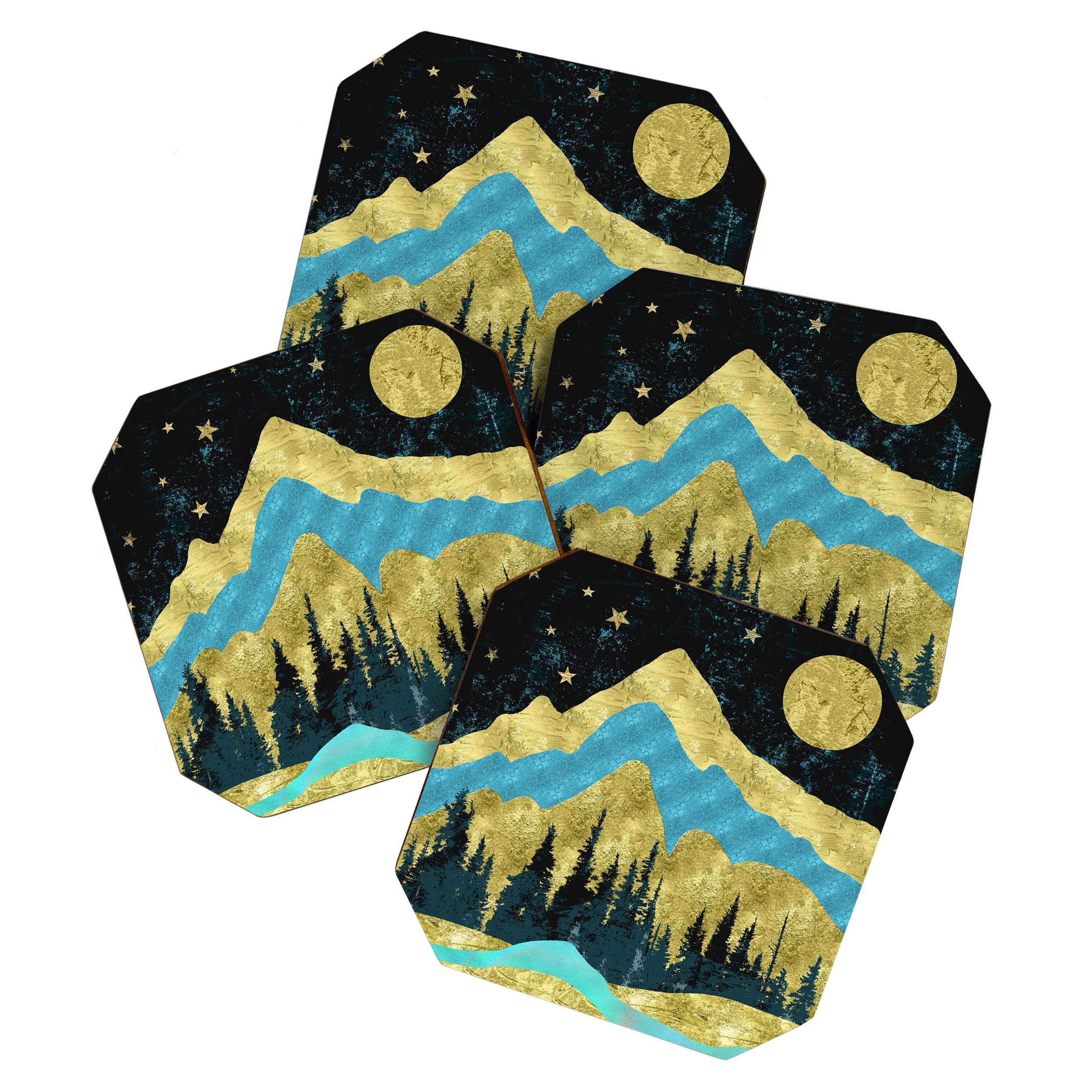 Mountain Adventure Gold Teal  Coaster Gallery Image 1