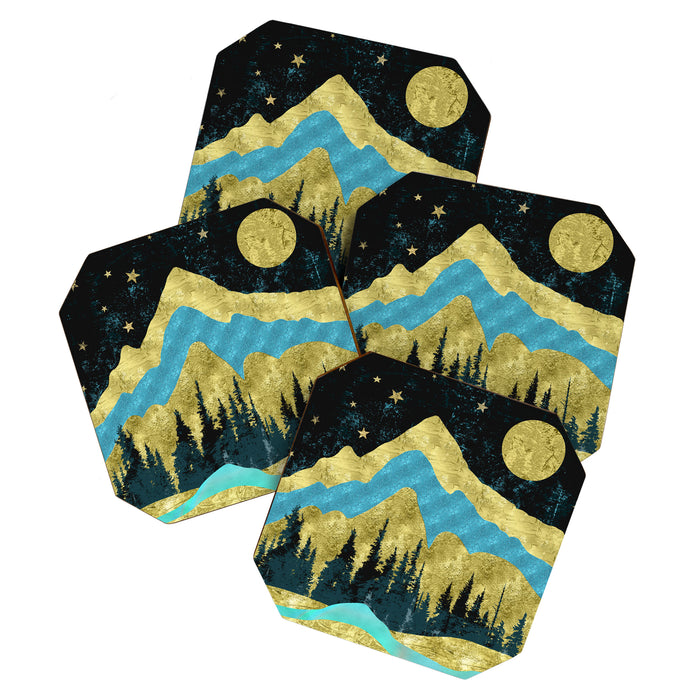 Mountain Adventure Gold Teal  Coaster Gallery Image 1