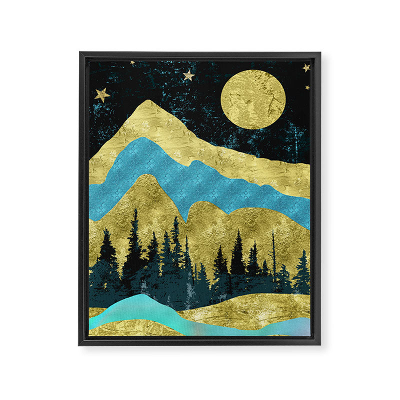 Mountain Adventure Gold Teal  Framed Canvas Print Gallery Image 8