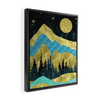 Mountain Adventure Gold Teal  Framed Canvas Print Gallery Image 2