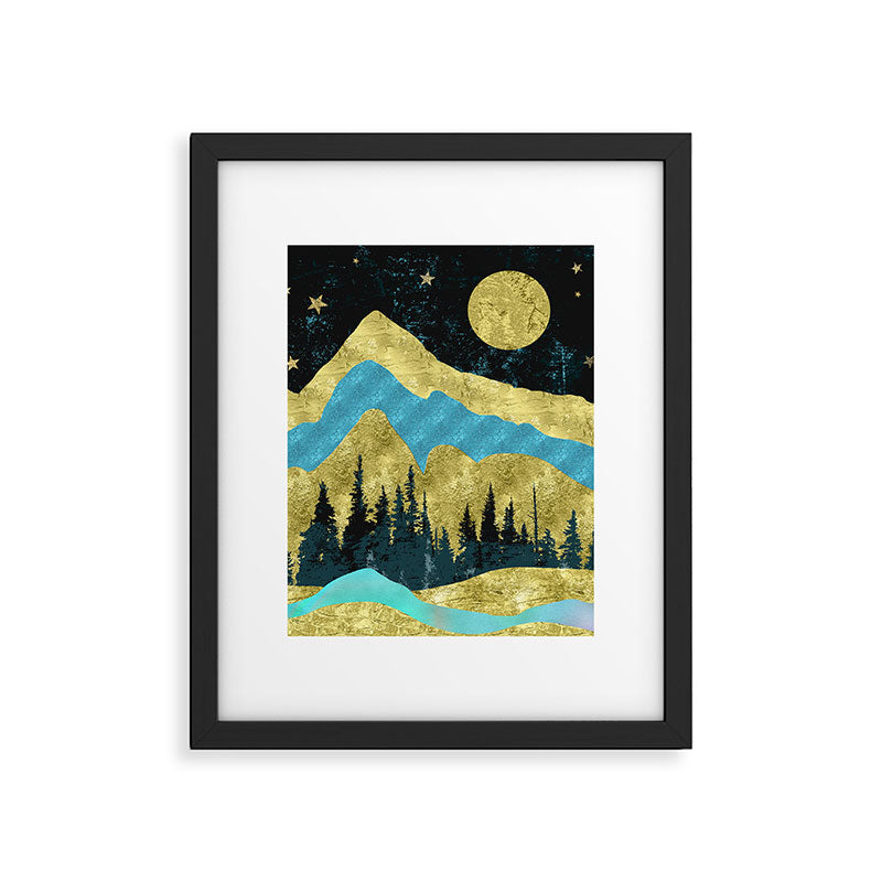 Mountain Adventure Gold Teal  Framed Art Print Gallery Image 6