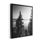 Mountain Lake Forest Black and White Nature Photography Framed Canvas Print Gallery Image 2