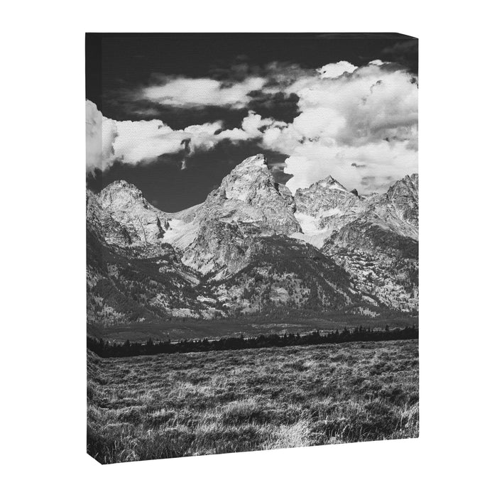 Mountain Summer Escape - Black and White Tetons Canvas Print Gallery Image 1