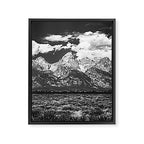 Mountain Summer Escape - Black and White Tetons Framed Canvas Print Gallery Image 6