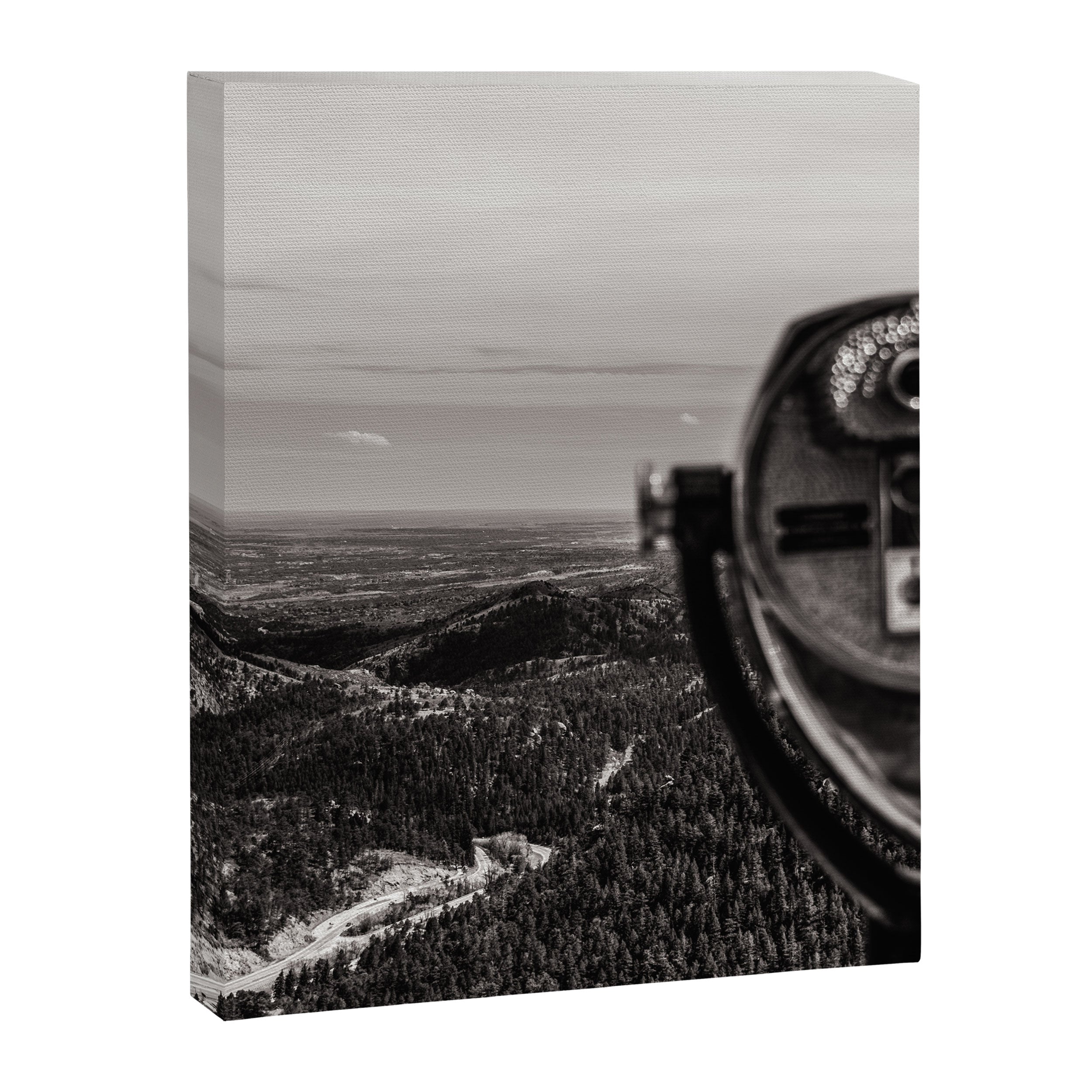 Mountain Tourist Binoculars Black and White Canvas Print Gallery Image 6