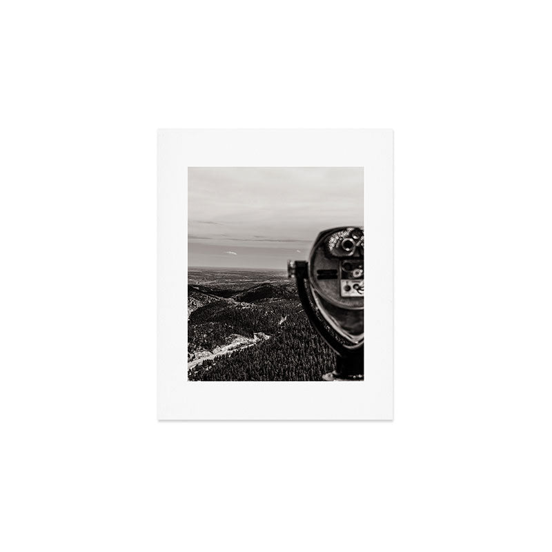 Mountain Tourist Binoculars Black and White Art Print Gallery Image 1