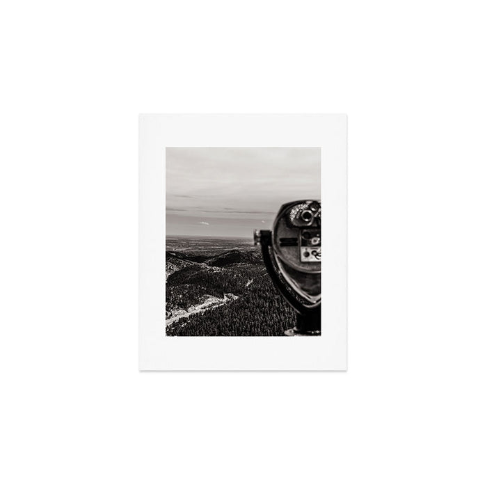 Mountain Tourist Binoculars Black and White Art Print Gallery Image 1