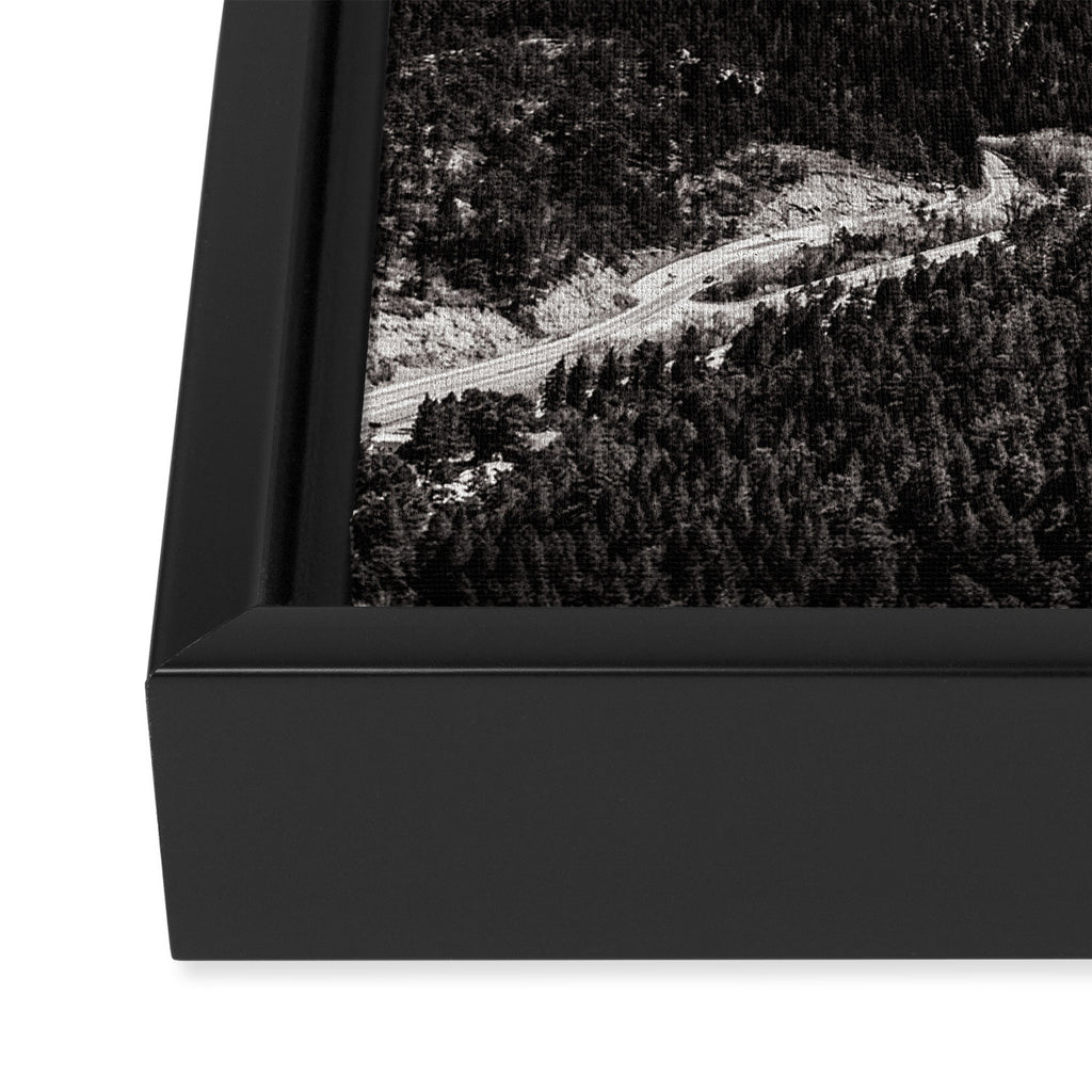 Mountain Tourist Binoculars Black and White Framed Canvas Print Gallery Image 3