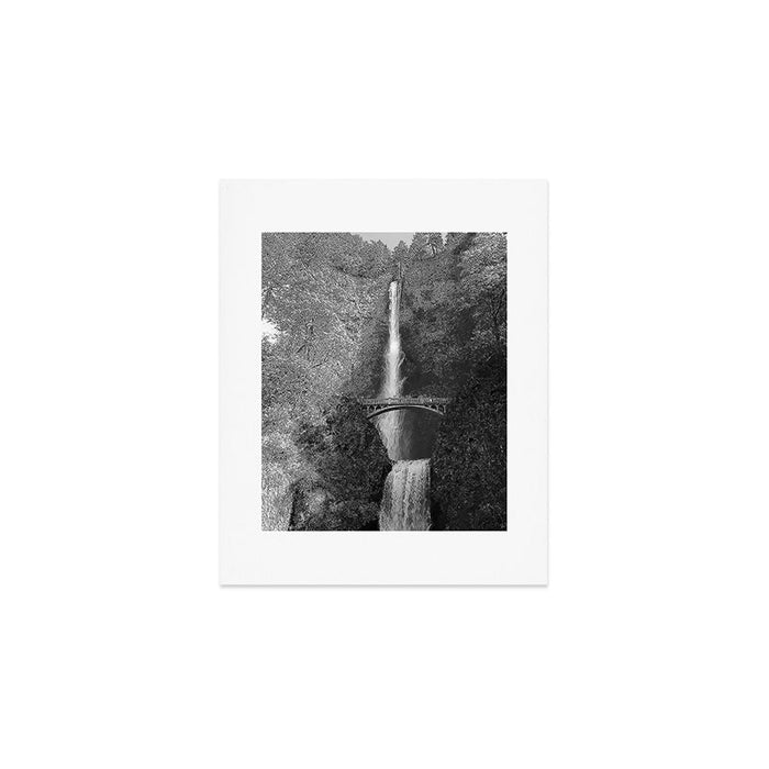 Multnomah Falls Oregon Waterfall Black and White Art Print Gallery Image 1