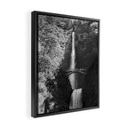 Multnomah Falls Oregon Waterfall Black and White Framed Canvas Print Gallery Image 2