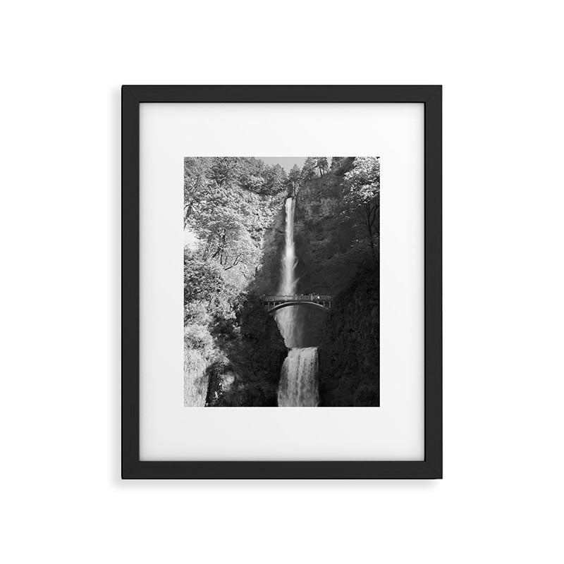 Multnomah Falls Oregon Waterfall Black and White Framed Art Print Gallery Image 5