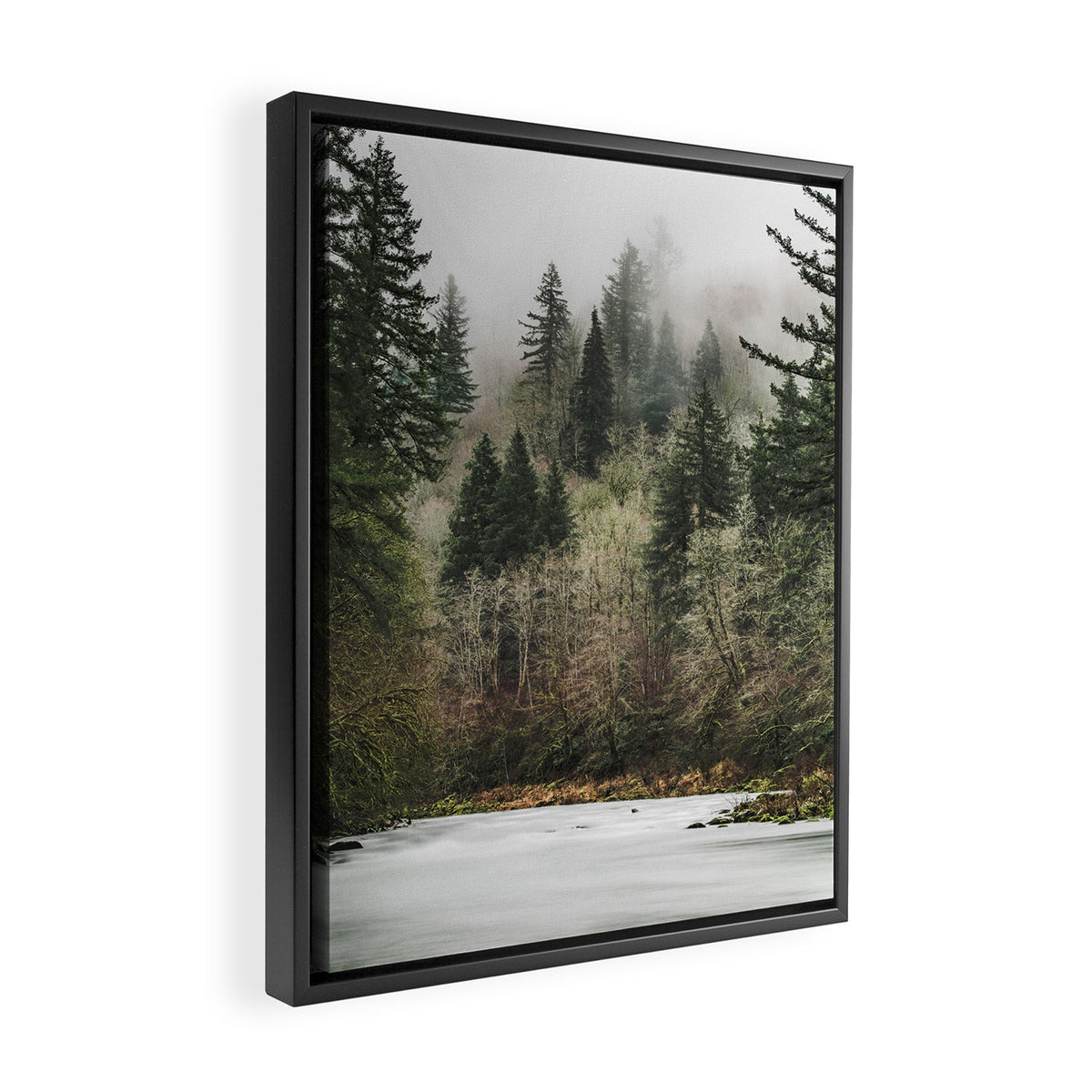 Pacific Northwest Forest River - 24/365 Framed Canvas Print Gallery Image 2