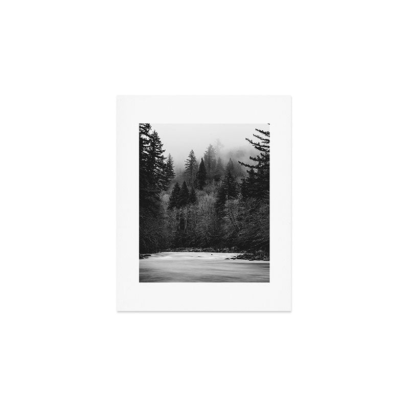 Pacific Northwest River - Black and White Nature Photography Art Print Gallery Image 1