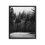 Pacific Northwest River - Black and White Nature Photography Framed Canvas Print Gallery Image 6