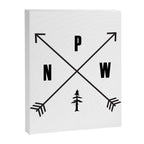 PNW Pacific Northwest Compass - Black on White Minimal Canvas Print Gallery Image 8