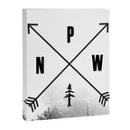 PNW Pacific Northwest Compass - Black and White Forest Canvas Print Gallery Image 8