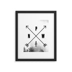 PNW Pacific Northwest Compass - Black and White Forest Framed Art Print Gallery Image 6