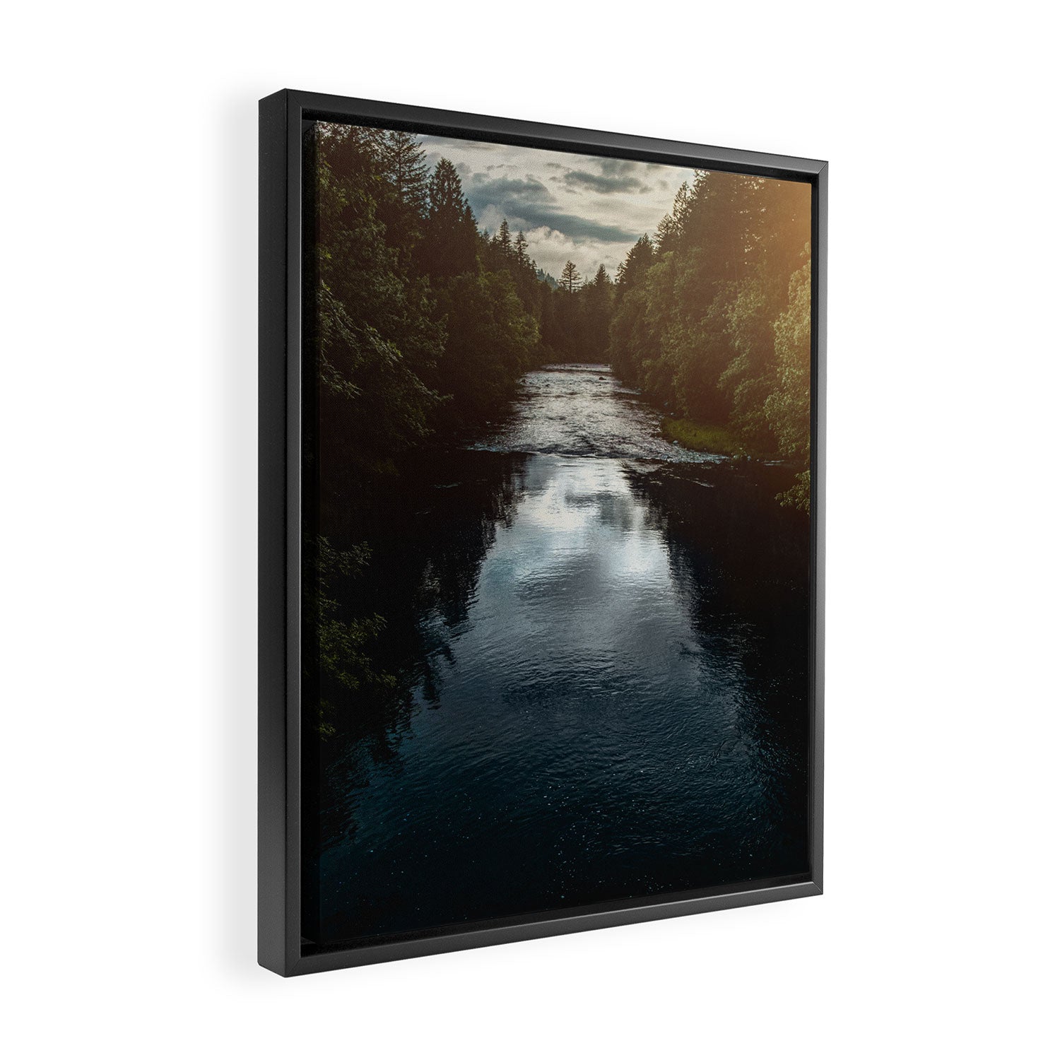 PNW River Run - Pacific Northwest Nature Photography Framed Canvas Print Gallery Image 2