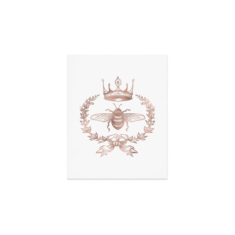 Queen Bee in Rose Gold Pink Art Print Gallery Image 1