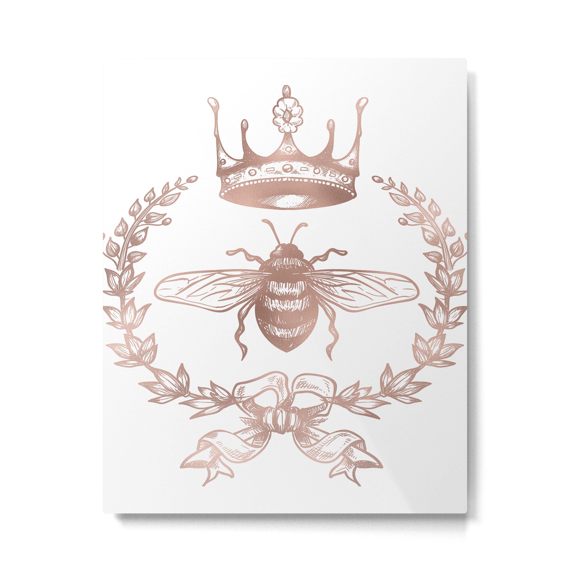 Queen Bee in Rose Gold Pink Metal Print Gallery Image 6