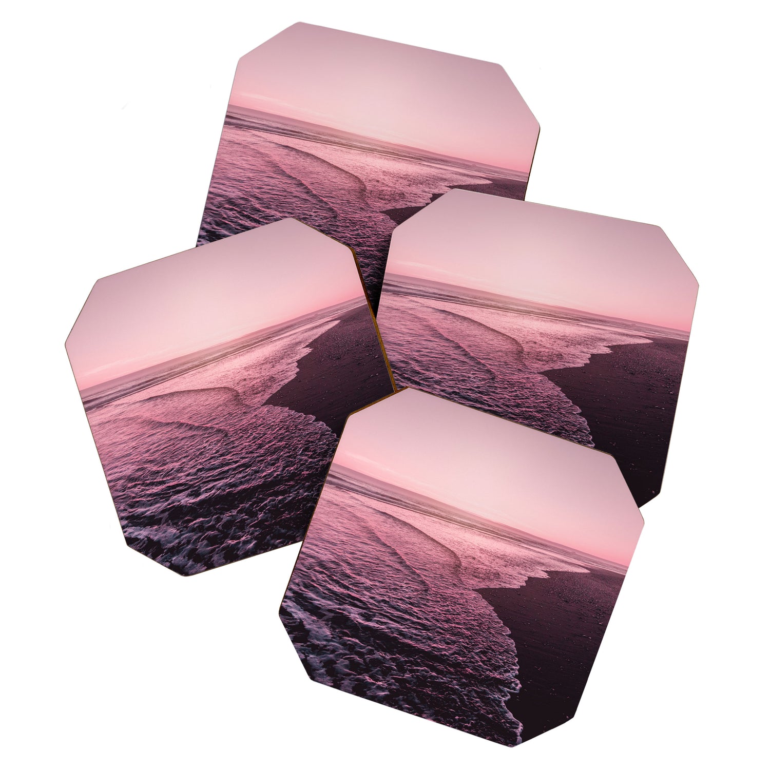 Rose Gold Beach Sunset Coaster Gallery Image 1