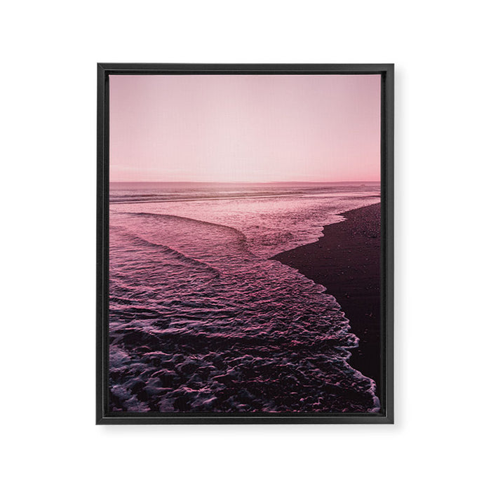 Rose Gold Beach Sunset Framed Canvas Print Gallery Image 1