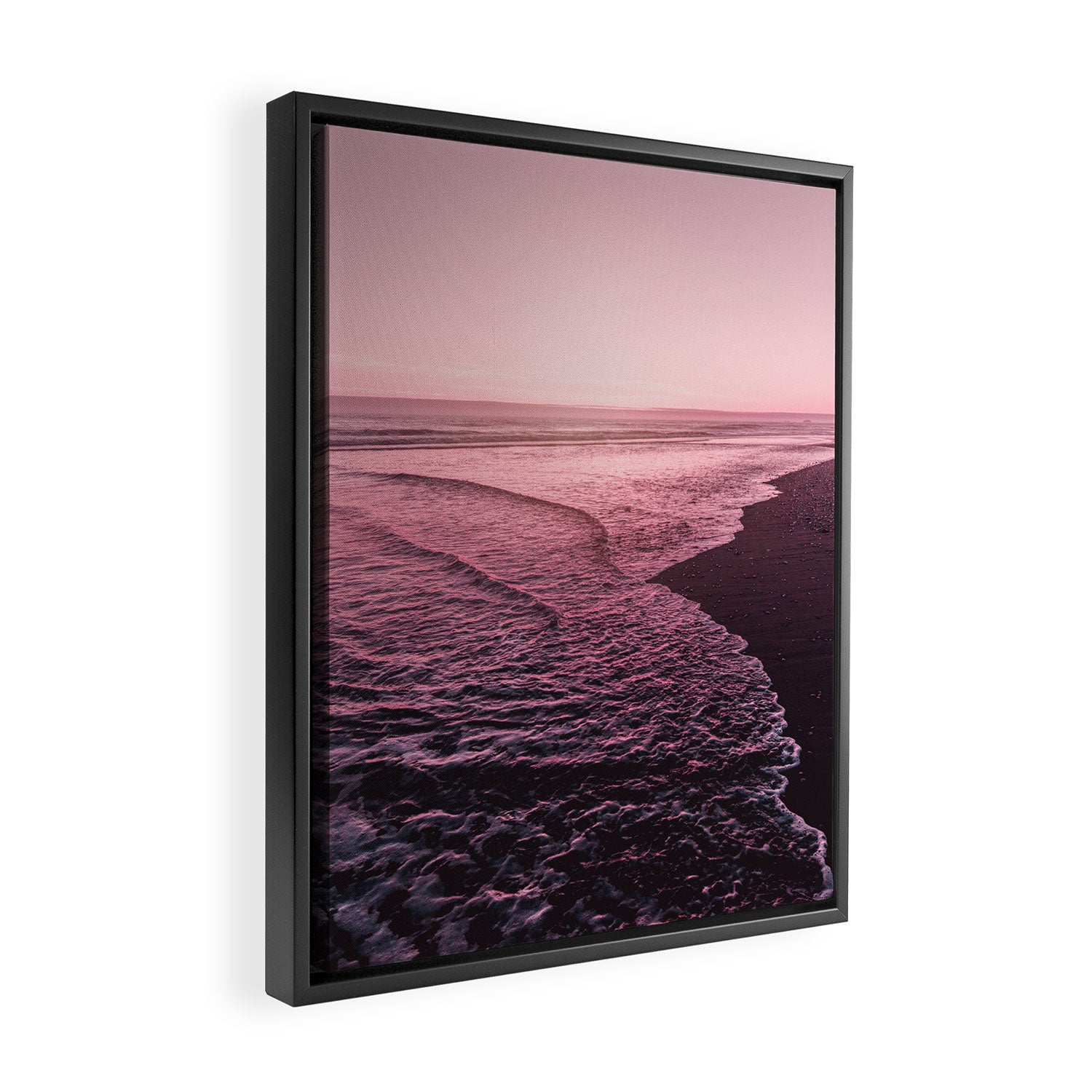 Rose Gold Beach Sunset Framed Canvas Print Gallery Image 2