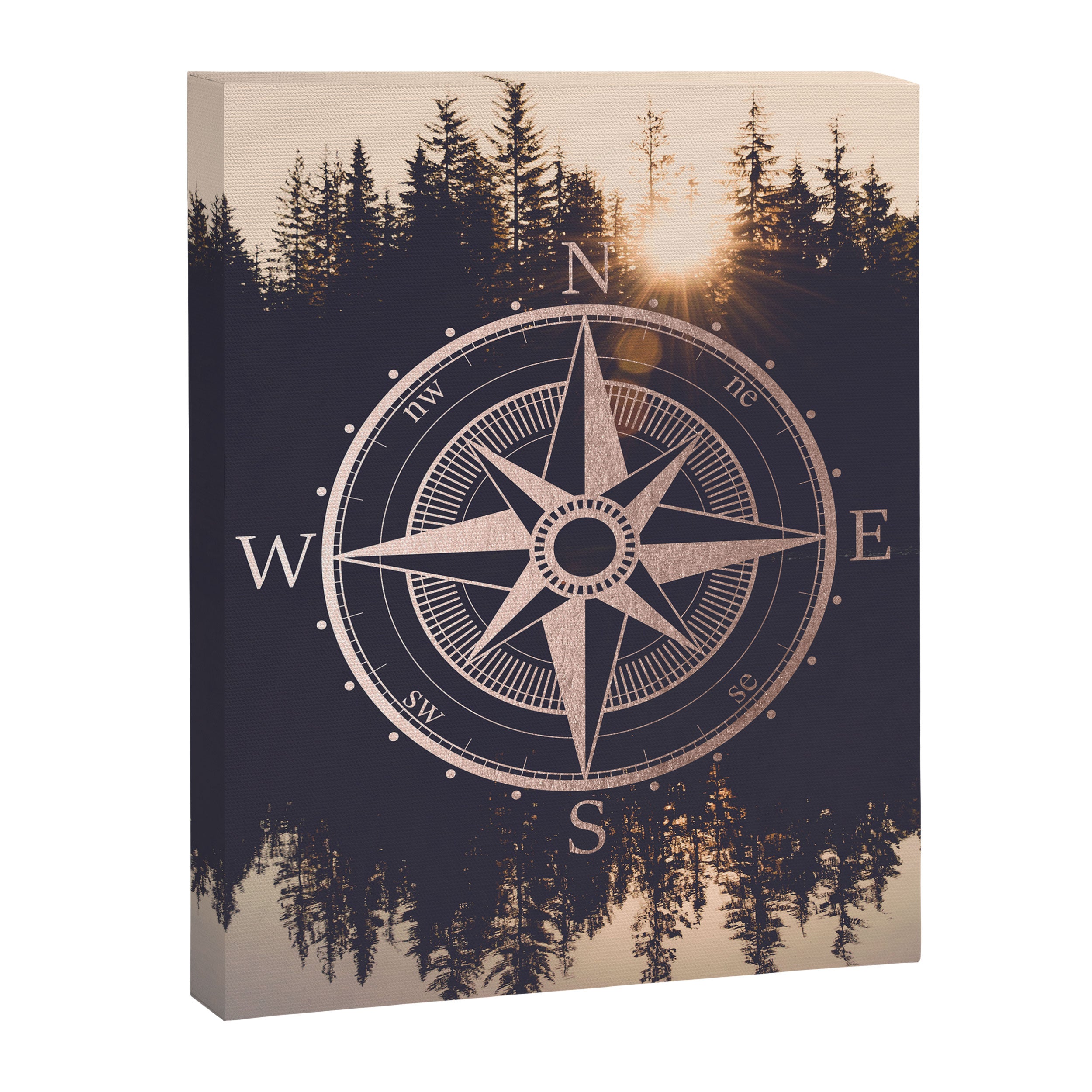 Rose Gold Compass Forest Canvas Print Gallery Image 8