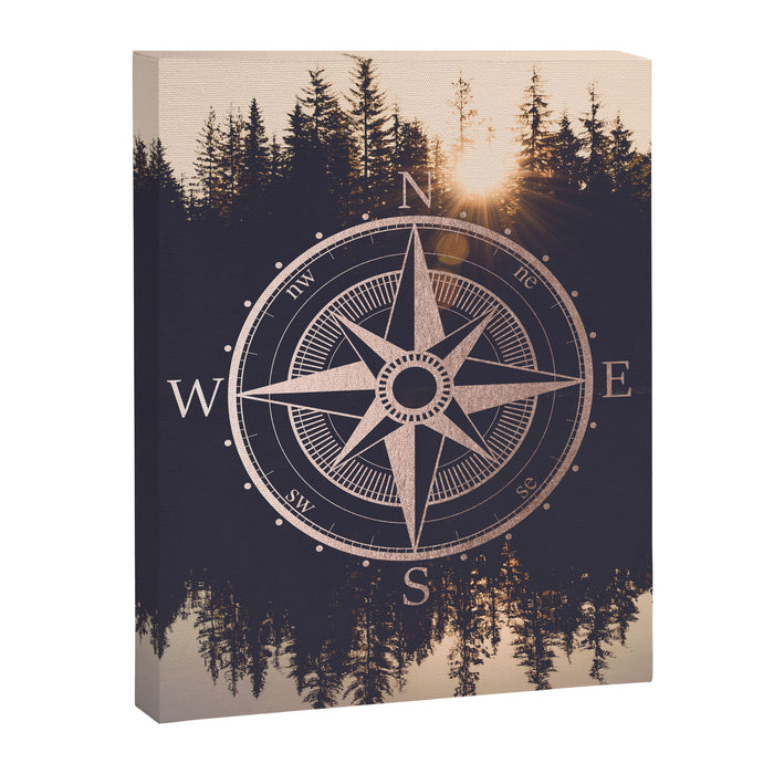 Rose Gold Compass Forest Canvas Print Gallery Image 1